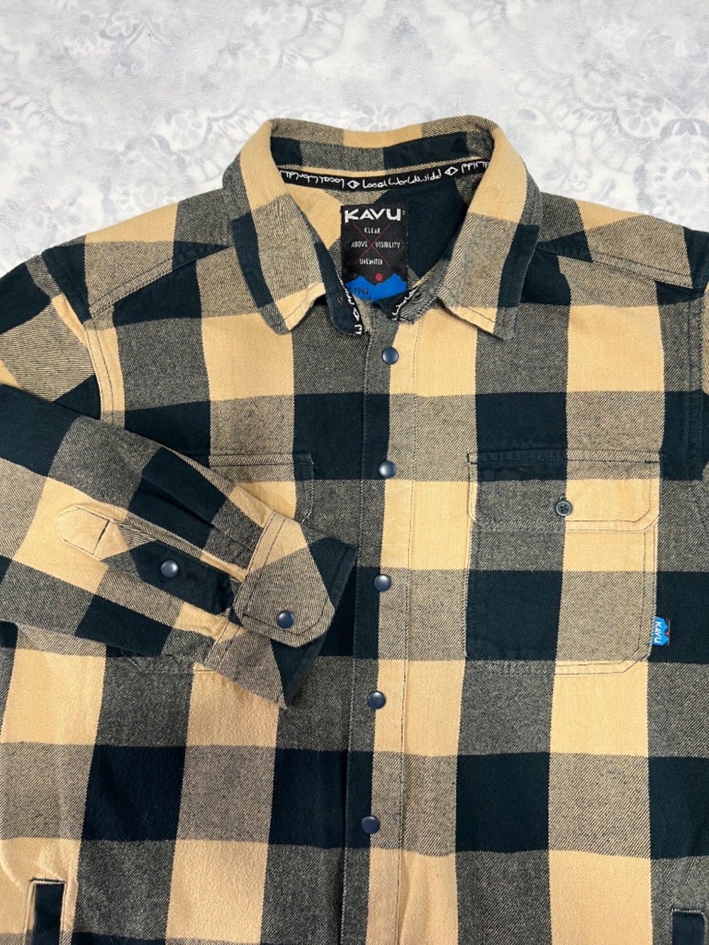 KAVU Northlake Shirt Shacket Watermark Buffalo Plaid Snap Buttons Flannel Mens L